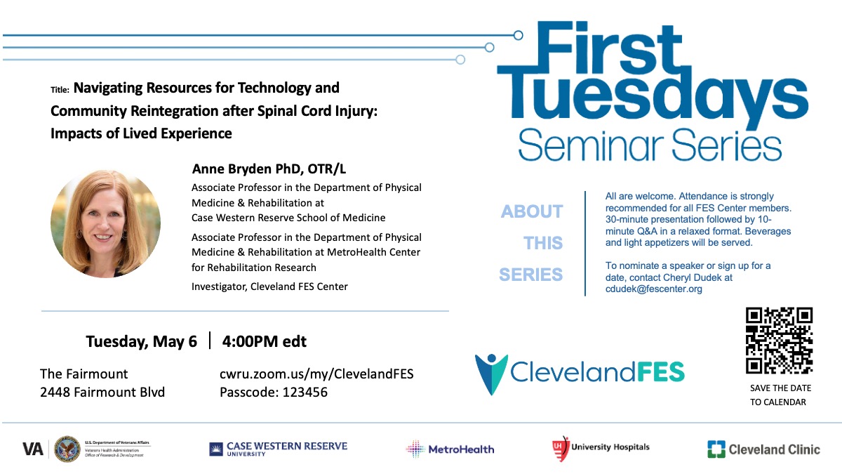 CWRU Biomedical Engineering (@cwrubme) on Twitter photo Researchers, Clinicians, Engineers, and Trainees: You're invited to <a href="/ClevelandFES/">Cleveland FES Center</a>'s next First Tuesday Seminar featuring guest speaker Dr. <a href="/anne_bryden/">Anne Bryden</a>.
Details: bit.ly/4lPNMrM Researchers, Clinicians, Engineers, and Trainees: You're invited to <a href="/ClevelandFES/">Cleveland FES Center</a>'s next First Tuesday Seminar featuring guest speaker Dr. <a href="/anne_bryden/">Anne Bryden</a>.
Details: bit.ly/4lPNMrM
