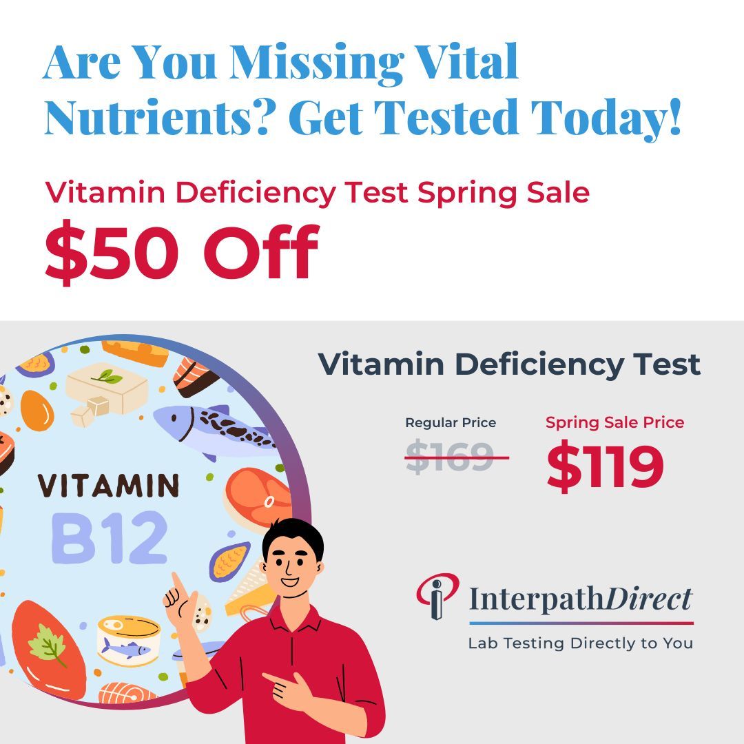 Interpath_Lab's tweet image. Are You Missing Vital Nutrients? A deficiency in any of these vitamins can lead to fatigue, anemia, muscle weakness, and more. Take control of your health with easy, online lab testing—no doctor’s order needed! Save $50 on Vitamin Deficiency Testing: lnkd.in/g_dcEN-k