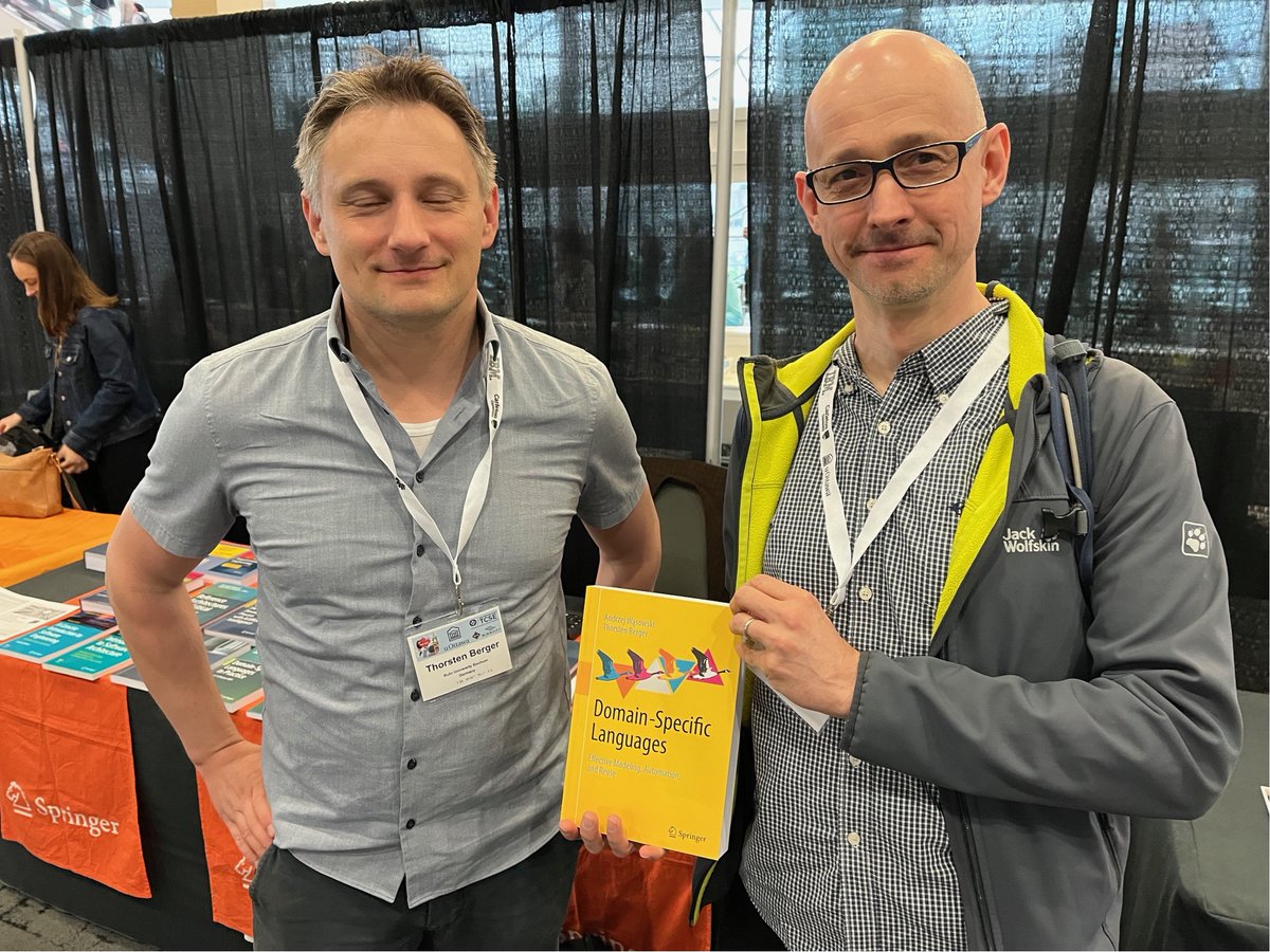 Andrej Wasowski and Thorsten Berger are proudly presenting their book at #icse2025 in Ottawa. You may access the book here: link.springer.com/book/10.1007/9…