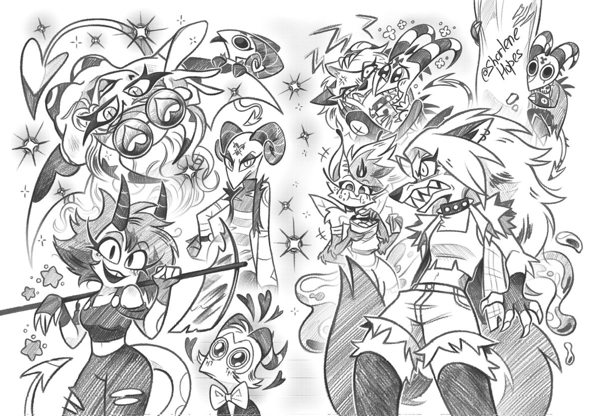 SharleneHopes's tweet image. A set of sketches on Helluva Boss. Loona and Verosika are the best here in my opinion🩷

#HelluvaBoss #HelluvaBossLoona #HelluvaBossBlitzø #HelluvaBossMillie #HelluvaBossMoxxie #VerosikaMayday #BarbieWire  #Velzevul