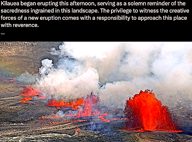 sidereal42's tweet photo. Pele still at it-see my post below from Sept.2023—still celebrating her volcanic fountains 2 yrs on for May 2025 to show her human children how 'real fireworks' work https://t.co/5G4yBs81MZ https://t.co/iPP2Il0mv5