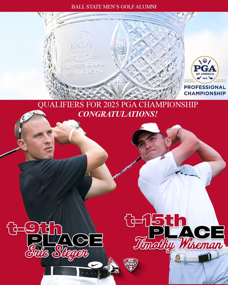 WHAT A DAY!!!

TWO CARDINALS QUALIFY FOR THE PGA CHAMPIONSHIP MAY 15-18

<a href="/PGA/">PGA of America</a> <a href="/PGAChampionship/">PGA Championship</a> <a href="/IndianaGolf/">Indiana Golf</a> <a href="/BallStateSports/">Ball State Sports</a>