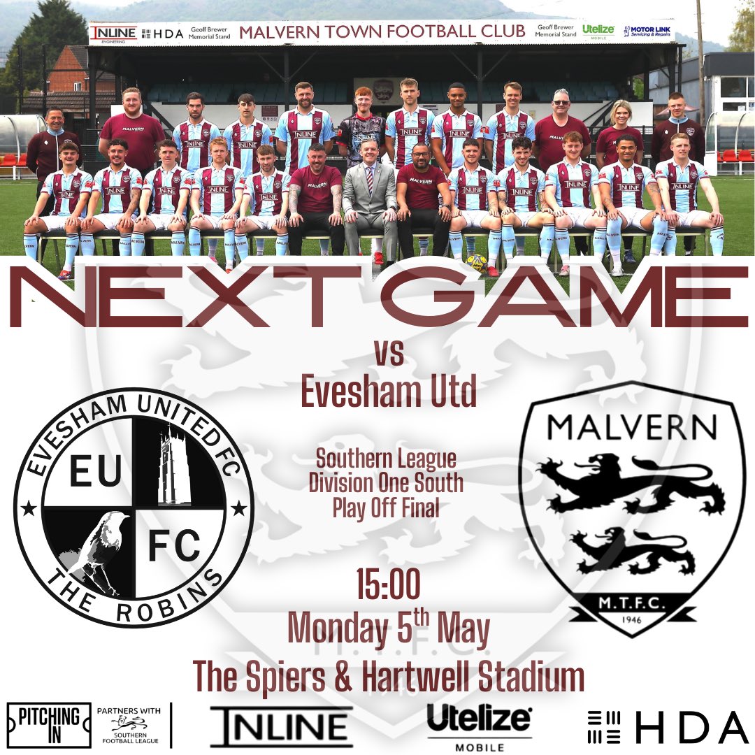 Next up…

Tonight’s incredible win sees us book our place in the play-off final against <a href="/EveshamUnitedFC/">Evesham United FC</a> on Monday 5th May. 

See you there, Hillsiders! 

Up The Town 🔵🟣
