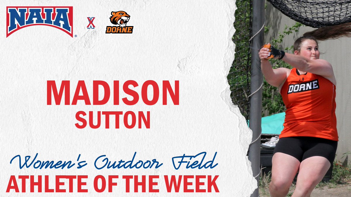 NAIA (@naia) on Twitter photo W🏃♀️
Madison Sutton of <a href="/DoaneAthletics/">Doane Tigers 🐯</a> is this week's #NAIATrack Field Athlete of the week
For more --> naia.prestosports.com/x/2tvxg
#collegetrack #NAIAPOTW W🏃♀️
Madison Sutton of <a href="/DoaneAthletics/">Doane Tigers 🐯</a> is this week's #NAIATrack Field Athlete of the week
For more --> naia.prestosports.com/x/2tvxg
#collegetrack #NAIAPOTW
