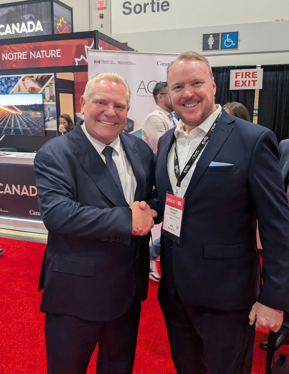 Pleased to see Premier <a href="/fordnation/">Doug Ford</a> @ the <a href="/SIALCANADA/">SIAL Canada</a> conference today where many of our members are showcasing their food &amp; beverage products. F&amp;B processing is the largest manufacturing sector by employment in ON. We appreciate the strong support from Premier Ford &amp; the province