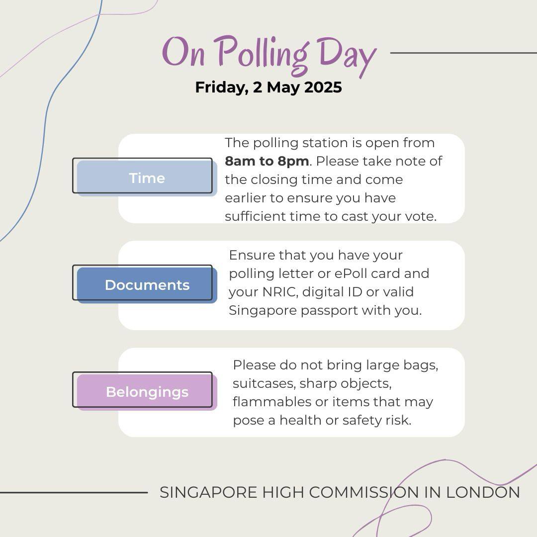 📌 Please take note of the important information below if you are voting in the Singapore High Commission in London this Friday: