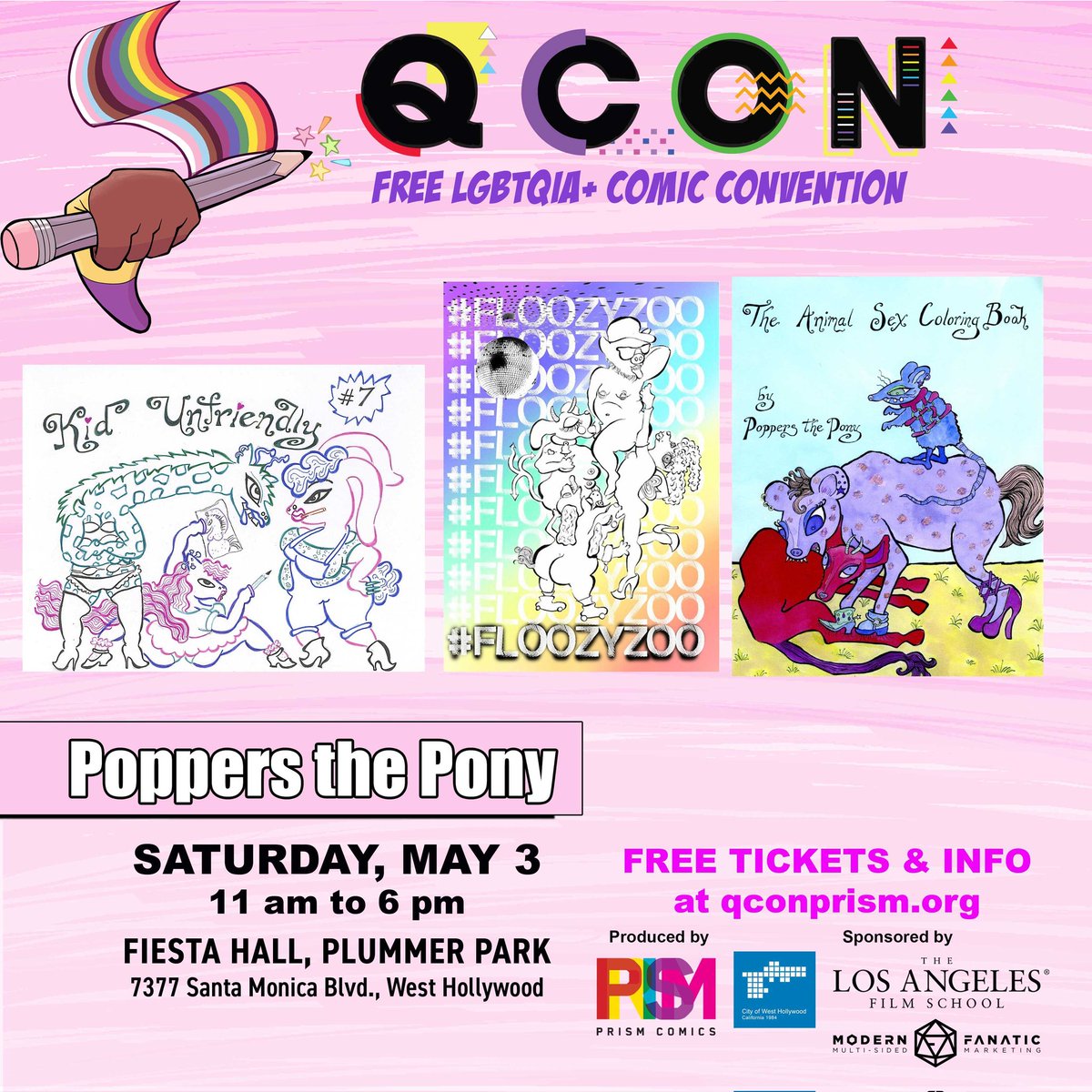 Q CON 2025 is happy to have artist Poppers the Pony as a guest! 
You can see Poppers’ work in her comics KID UNFRIENDLY, THE ANIMAL SEX COLORING BOOK, and A PONY’S 1ST WHITNEY (THE BIENNIAL)!
REGISTER FOR FREE TICKETS: qconprism.org
#comics #lgbtqia #indie