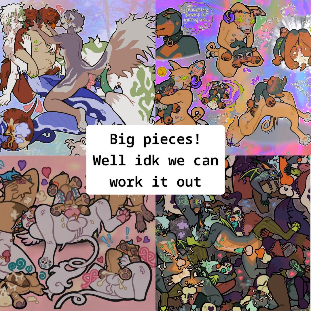 I wanna make rent, get a dick piercing and draw sex 💃 so I'm going to open commissions! 
I can draw any junk, any bodytype except bara, gear/ropes/props, whatever I'm very open! Dm for a slot?
