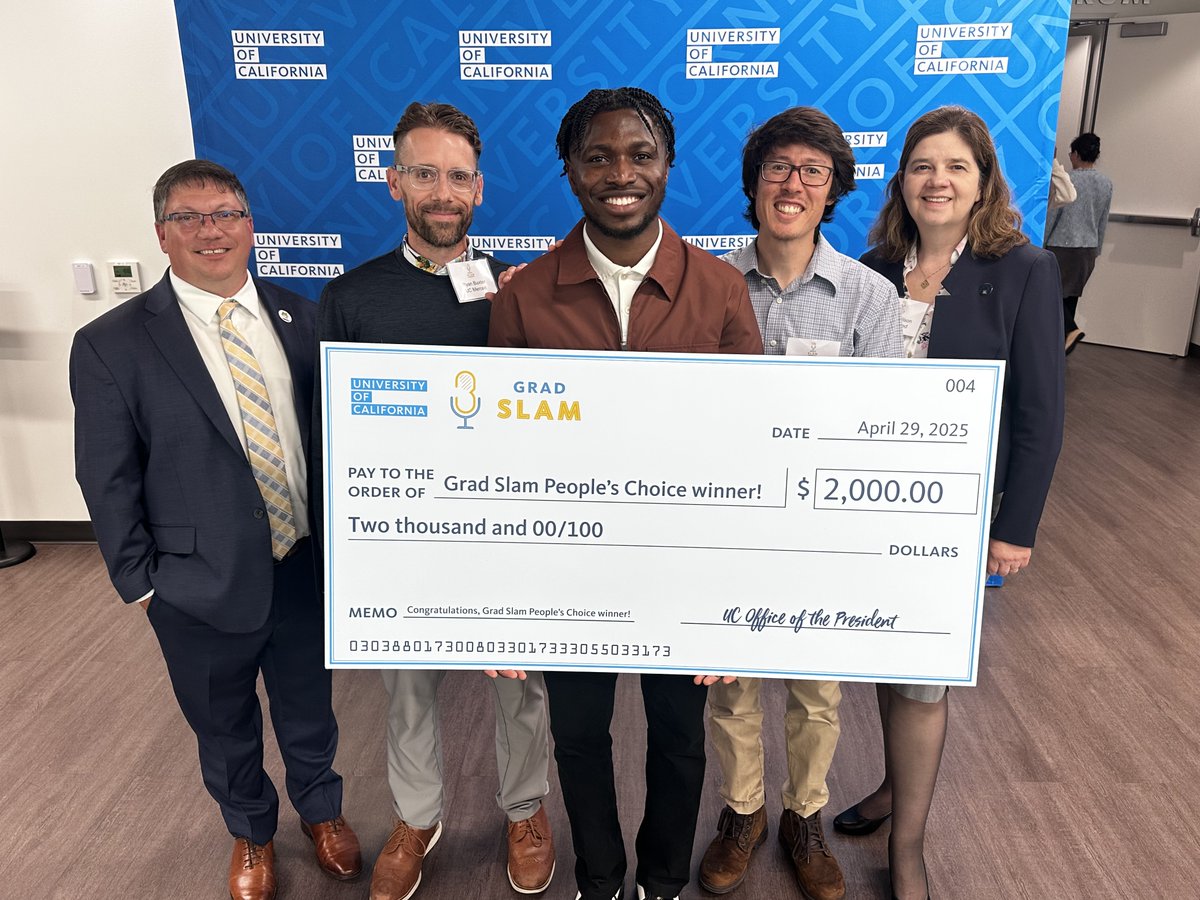 Graduate Division (@ucmgraddiv) on Twitter photo Congratulations to <a href="/ucmerced/">UC Merced</a> <a href="/UCMChemistry/">UC Merced Chemistry</a> grad student Adekunle Adewole for winning the People's Choice award at <a href="/UofCalifornia/">University of California</a> #gradslam! Congratulations to <a href="/ucmerced/">UC Merced</a> <a href="/UCMChemistry/">UC Merced Chemistry</a> grad student Adekunle Adewole for winning the People's Choice award at <a href="/UofCalifornia/">University of California</a> #gradslam!