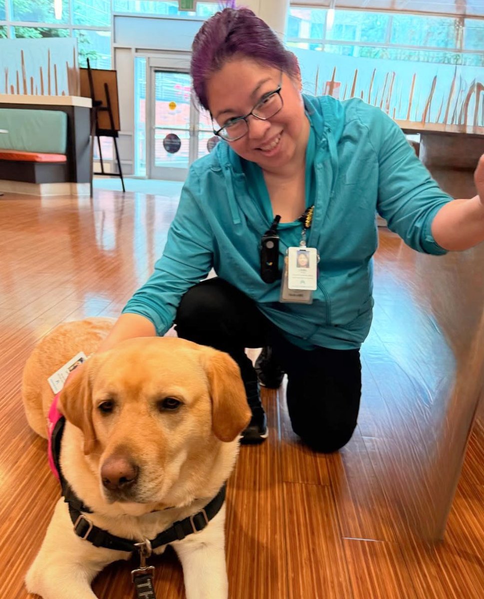 Meet Lucy the Lab — one of our furry friends who volunteers as a therapy dog at @kpnorthwest's Westside Medical Center. Studies show that interactions with therapy animals can reduce stress and anxiety for patients. Thanks to Lucy — and all our pet therapy friends.
