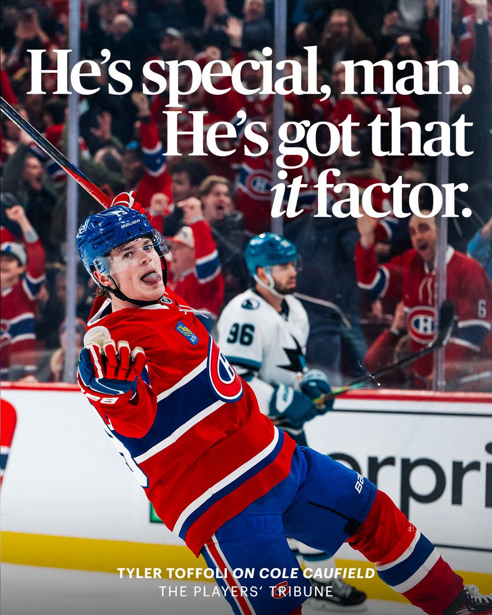 The Players’ Tribune (@playerstribune) on Twitter photo In 2021, Tyler Toffoli wrote about his former <a href="/CanadiensMTL/">Canadiens Montréal</a> teammate <a href="/colecaufield/">Cole Caufield</a>: “I mean, you’ve all seen what Cole Caufield is doing, right?
He’s special, man. For real. He’s got that it factor. I’ve only seen it in a few guys in the league. He’s got it. And he’s also — no In 2021, Tyler Toffoli wrote about his former <a href="/CanadiensMTL/">Canadiens Montréal</a> teammate <a href="/colecaufield/">Cole Caufield</a>: “I mean, you’ve all seen what Cole Caufield is doing, right?
He’s special, man. For real. He’s got that it factor. I’ve only seen it in a few guys in the league. He’s got it. And he’s also — no