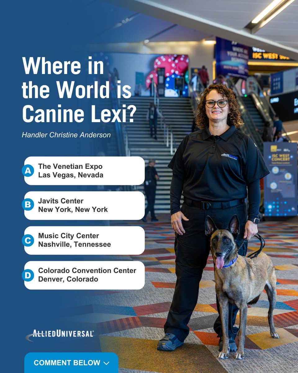 AlliedUniversal's tweet image. Can you guess where Canine Lexi is posing from today? 

Send your guess to @allieduniversal.

#WhereInTheWorld #Canine #CanineDetection #BombDog #ExplosivesDetection #FirearmsDetection