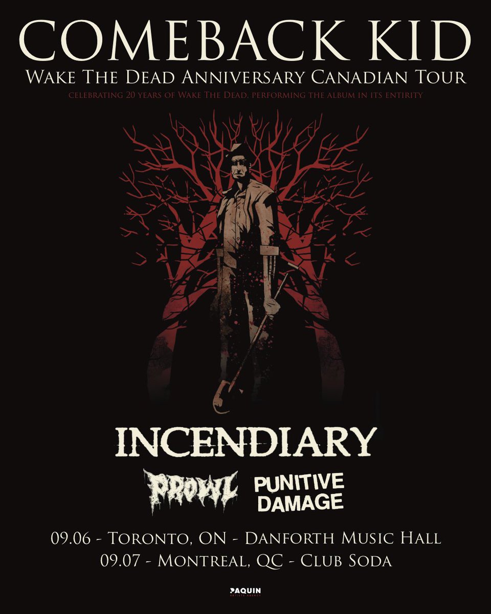 Returning to 🇨🇦 this fall to celebrate 20 years of “Wake the Dead” with CBK on their home turf.

🎟️ on sale Friday 5/2 @ 10 AM