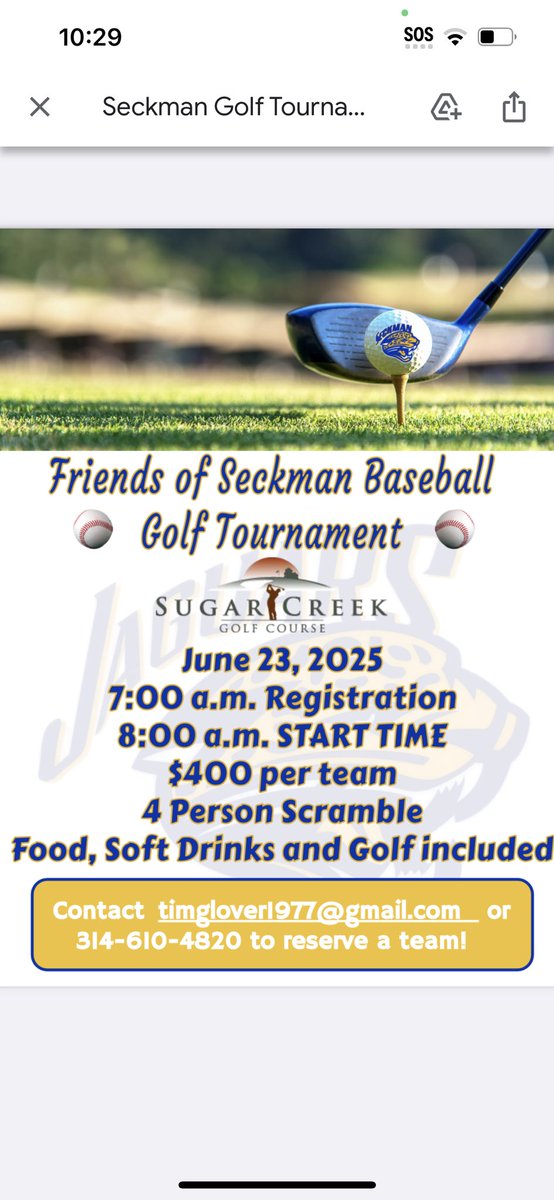 Friends of Seckman Baseball Golf Tournament to benefit the program. Please consider playing, or if have a business that would consider sponsoring a hole. Would love to see a lot of former players be part of this, but don’t have to be part of baseball program to participate.