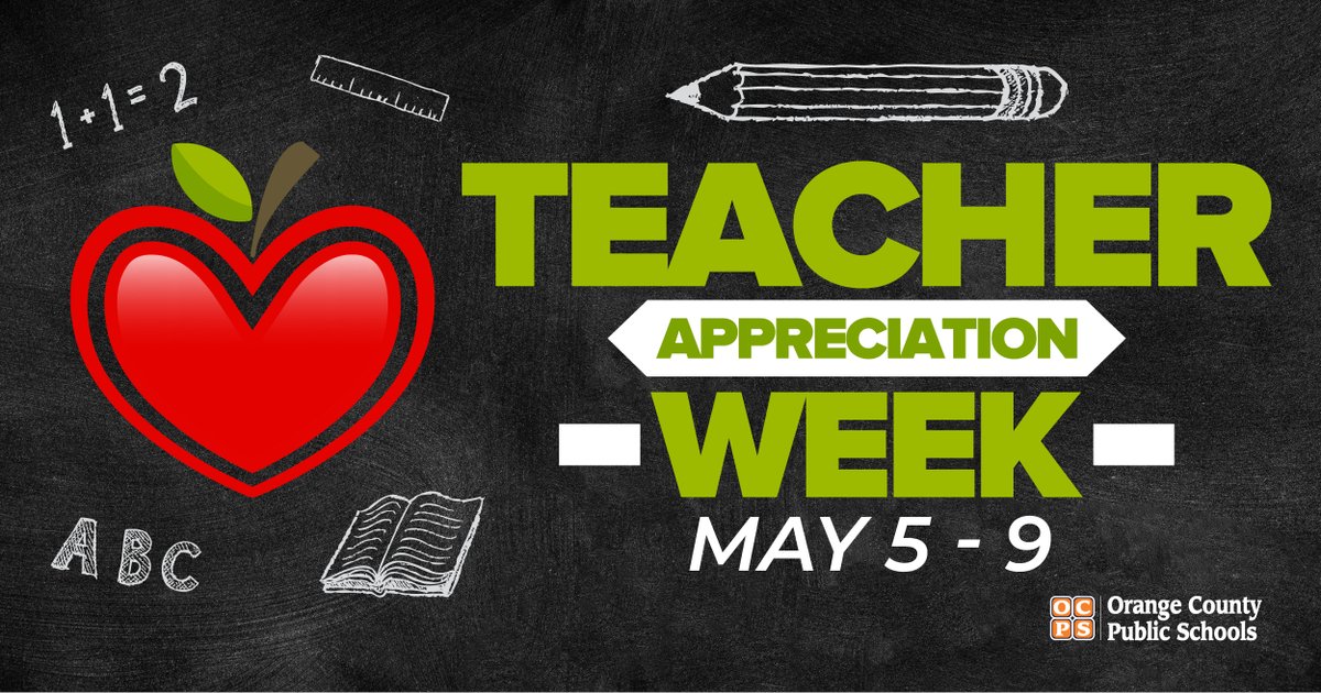 Today is the first day of Teacher Appreciation Week! 

Thank you to our amazing OCPS teachers for your dedication &amp; the countless ways you inspire our students. We are so grateful for all you do!

#ocps #teachers #WeAreOCPS #TeacherAppreciation
