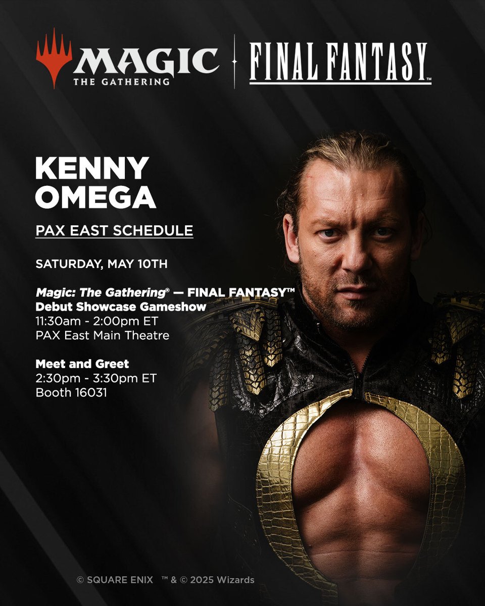 Kenny Omega (@kennyomegamanx) on Twitter photo Only a few days away from attending my first PAX East ever.
Really excited to see you all at the Magic: The Gathering x FINAL Fantasy debut show case! Who is your favorite character in the series?
mtg.social/KOxMTGFF1
<a href="/wizards_magic/">Magic: The Gathering</a> #MTGPartner #MTGxFinalFantasy #ad Only a few days away from attending my first PAX East ever.
Really excited to see you all at the Magic: The Gathering x FINAL Fantasy debut show case! Who is your favorite character in the series?
mtg.social/KOxMTGFF1
<a href="/wizards_magic/">Magic: The Gathering</a> #MTGPartner #MTGxFinalFantasy #ad