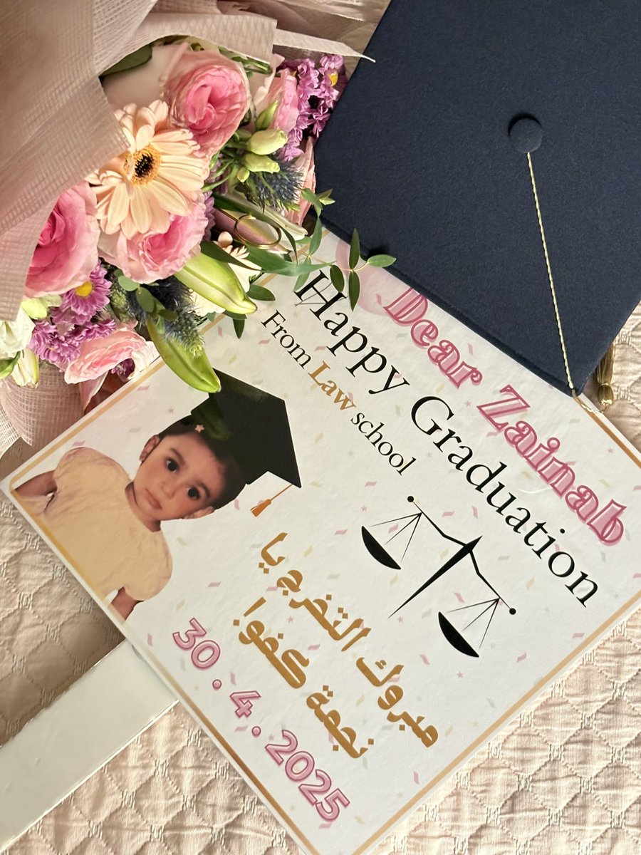 فرحة عظيمة تصفها جملة  :
كانَ حلمًا كبيرًا وتحقّق بفضل الله..  "خريجة كلية الحقوق بمرتبة الشرف الأولى"❤️!

30.4.2025 
#خريجنا_كفو46