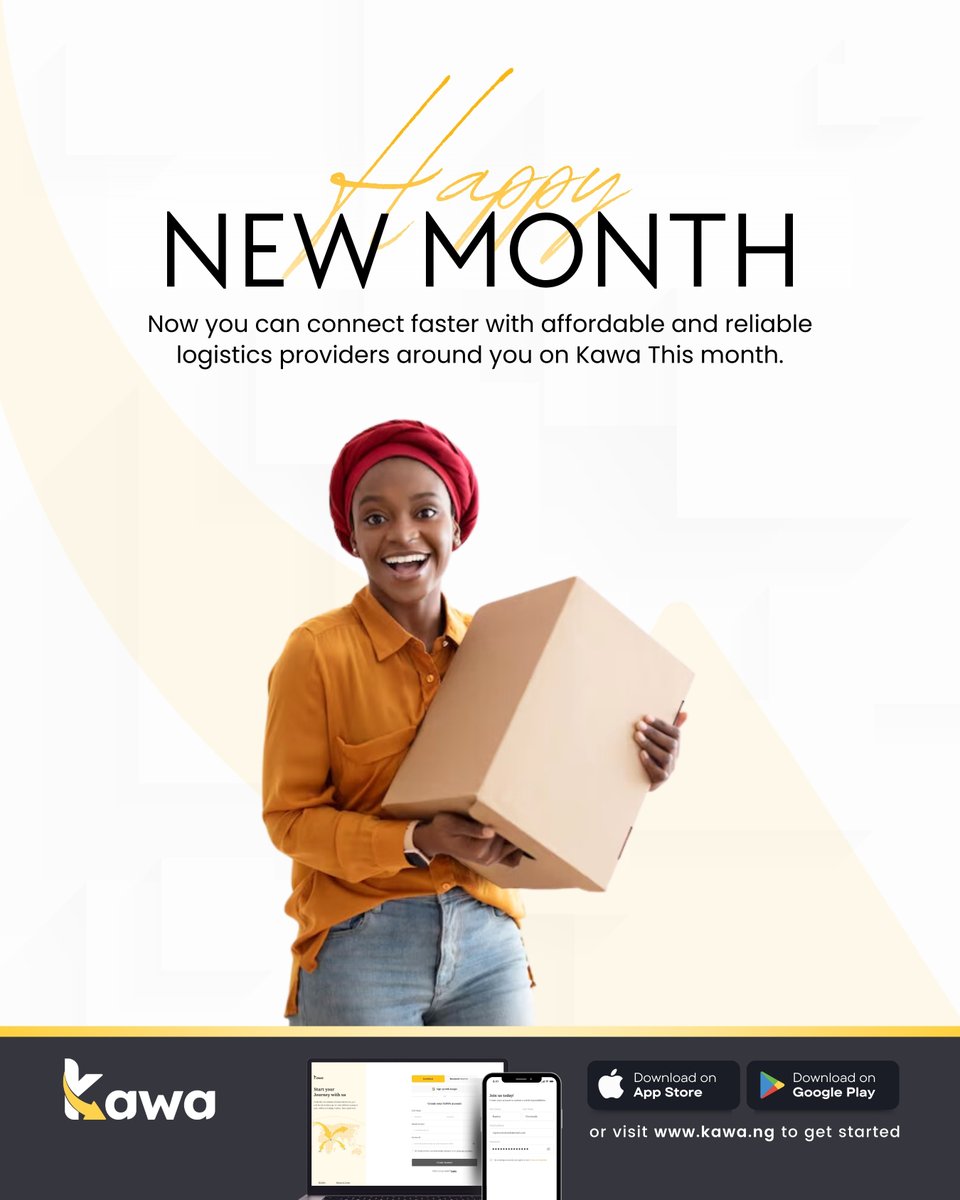 KawaSupport's tweet photo. Happy New Month! 🎉
Connect faster with trusted logistics providers near you, only on Kawa. 📦 https://t.co/zK6mJZClg9