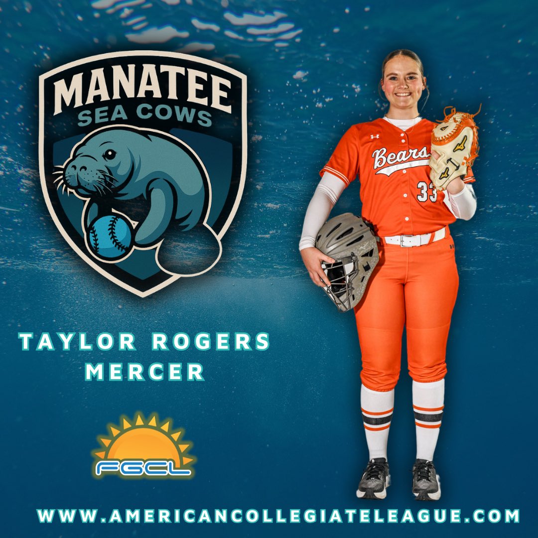 Manatee Sea Cows (@seacowsb) on Twitter photo Welcome to the 2025 inaugural Manatee SeaCows <a href="/TaylorR2023/">Taylor Rogers</a> from <a href="/MercerUSoftball/">Mercer Softball</a> coming to the <a href="/FGCLsoftball/">Florida Gulf Coast League</a> battle of the beaches 🏖️ for the #SeaCows‼️🐄
🗓️6/11-7/12
📍Bradenton/Sarasota, FLA
Players Register:⬇️
AmericanCollegiateLeague.com
#fastpitchunited #playball Welcome to the 2025 inaugural Manatee SeaCows <a href="/TaylorR2023/">Taylor Rogers</a> from <a href="/MercerUSoftball/">Mercer Softball</a> coming to the <a href="/FGCLsoftball/">Florida Gulf Coast League</a> battle of the beaches 🏖️ for the #SeaCows‼️🐄
🗓️6/11-7/12
📍Bradenton/Sarasota, FLA
Players Register:⬇️
AmericanCollegiateLeague.com
#fastpitchunited #playball