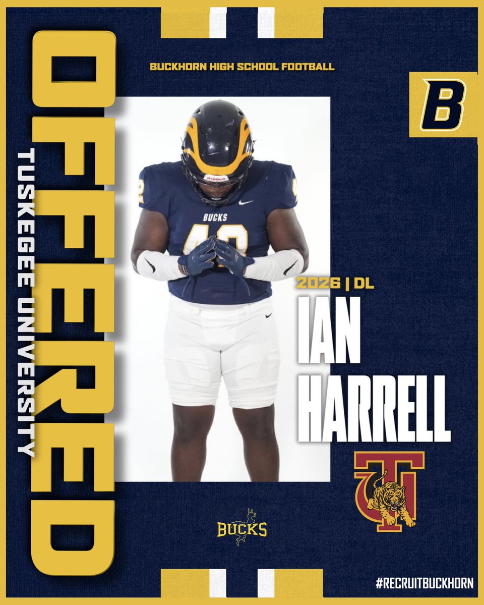 Buckhorn Football (@bucks_football1) on Twitter photo Congratulations to Ian Harrell on earning an offer from Tuskegee University!
#beELITE | <a href="/RecruitBuckhorn/">Buckhorn Football Recruiting</a> Congratulations to Ian Harrell on earning an offer from Tuskegee University!
#beELITE | <a href="/RecruitBuckhorn/">Buckhorn Football Recruiting</a>