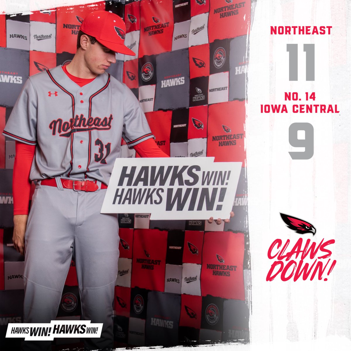Northeast Baseball (@northeastccbsb) on Twitter photo ๐๐๐ฌ๐ ๐จ ๐๐๐ฃ! ๐๐๐ฌ๐ ๐จ ๐๐๐ฃ!
Northeast takes down No. 14 Iowa Central 11-9 and clinches a spot in the Region 11 Tournament!
Hayden Parrish: 2-3, HR, 3 R, 2 RBI, BB
Brady Fitzpatrick: 1-5, HR, R, 2 RBI
Braden Cork (W): 2.2 IP, 1 H, 0 R, 5 K
#ClawsDown | ๐ดโซ๏ธโช๏ธโพ๏ธ ๐๐๐ฌ๐ ๐จ ๐๐๐ฃ! ๐๐๐ฌ๐ ๐จ ๐๐๐ฃ!
Northeast takes down No. 14 Iowa Central 11-9 and clinches a spot in the Region 11 Tournament!
Hayden Parrish: 2-3, HR, 3 R, 2 RBI, BB
Brady Fitzpatrick: 1-5, HR, R, 2 RBI
Braden Cork (W): 2.2 IP, 1 H, 0 R, 5 K
#ClawsDown | ๐ดโซ๏ธโช๏ธโพ๏ธ