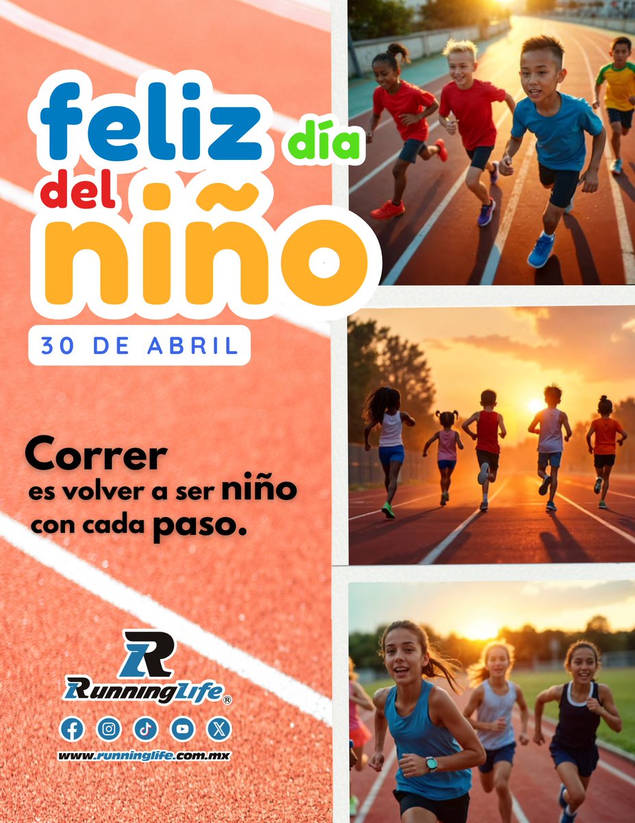 🏃🏃‍♀️😀👍¡Feliz Día del Niño! En cada niño(a) que corre hay un alma libre, un corazón valiente y la promesa de un mundo que nunca dejará de soñar.

#DíadelNiño #FelizDiadelNiño #Niño #Niña #Felicidades #RunningLife #Running #Runner #Run #RunTime #RunWay #MakeLifeaRun