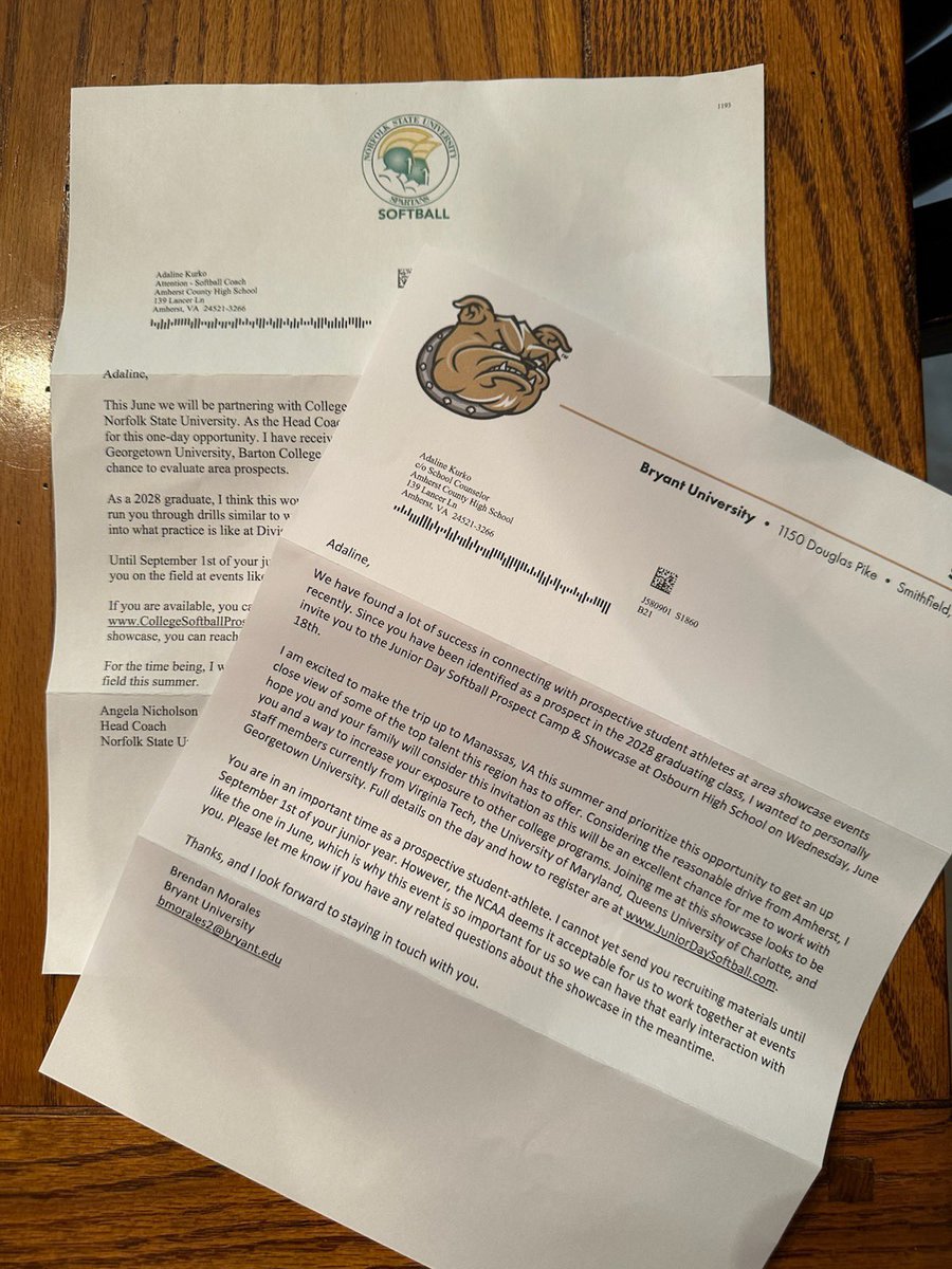 Thank you for the mail! <a href="/BryantSoftball/">Bryant Softball</a> <a href="/nsusoftball/">Norfolk State Softball</a>