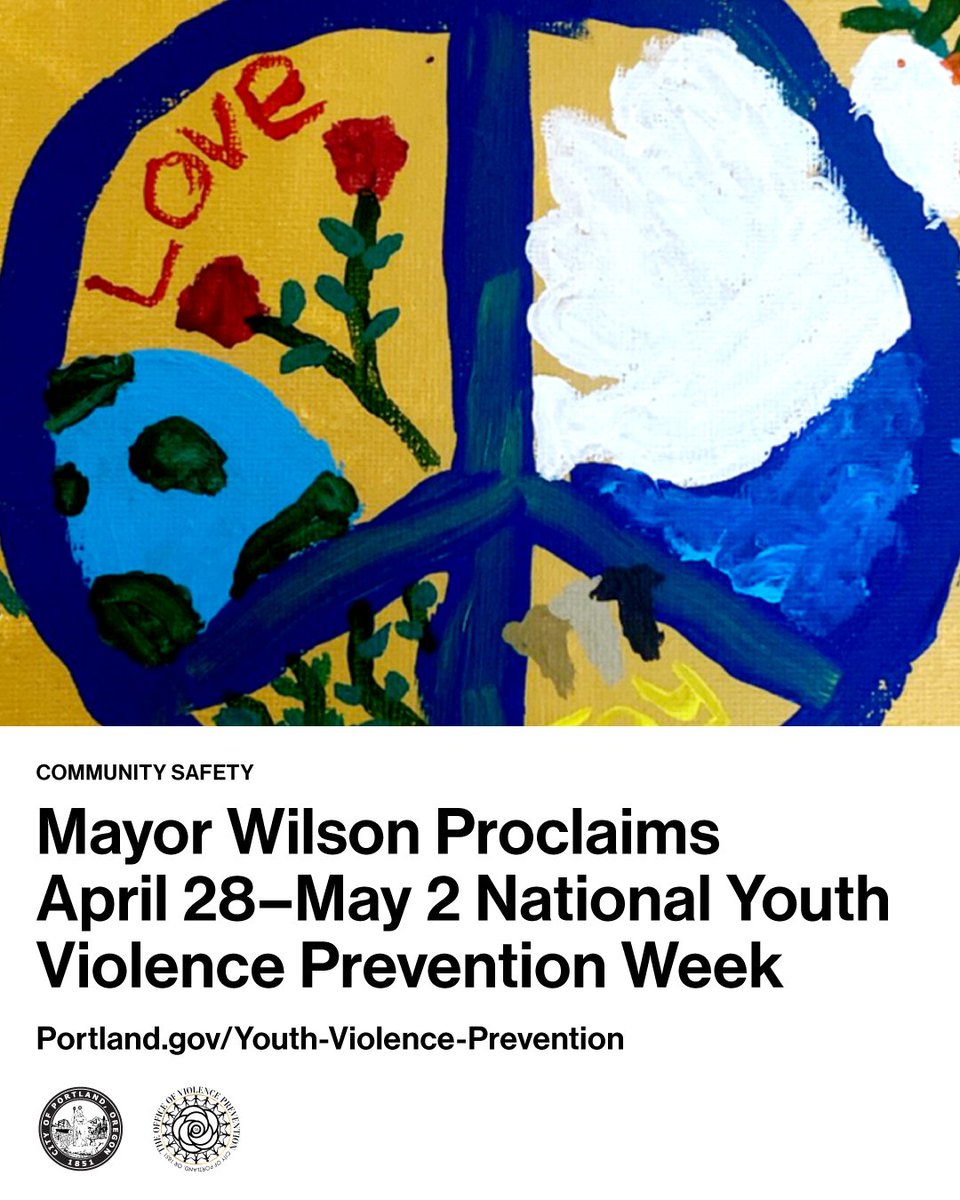 City of Portland, OR (@portlandgov) on Twitter photo Youth violence is a pressing issue that affects individuals, families, and communities, posing significant challenges to the health, safety, and well-being of our young people.
 
National Youth Violence Prevention Week, observed from April 28th to May 2nd, serves as a critical Youth violence is a pressing issue that affects individuals, families, and communities, posing significant challenges to the health, safety, and well-being of our young people.
 
National Youth Violence Prevention Week, observed from April 28th to May 2nd, serves as a critical