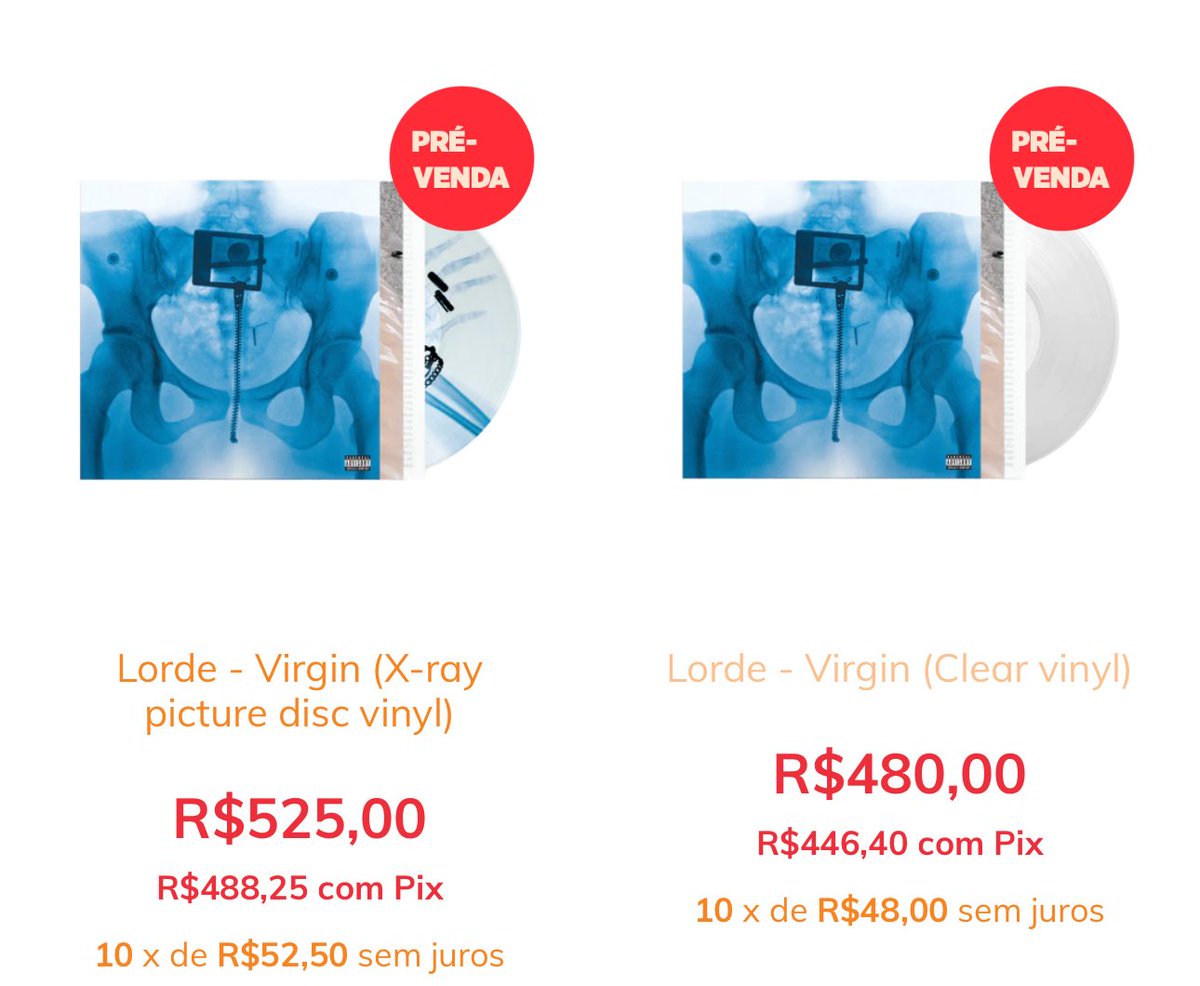 Lorde Brasil 🧬⛓️ (@lordebrasil) on Twitter photo A <a href="/groovy__grooves/">Groovy Grooves</a> disponibilizou na loja todas as variações do “Virgin” e nossos seguidores têm desconto usando o cupom LORDEBRASIL6.
Este é um item em pré-venda, ao comprar fiquem atentos ao prazo estimado de envio e que NÃO podem ser cancelados!
groovygrooves.com.br/lorde/ A <a href="/groovy__grooves/">Groovy Grooves</a> disponibilizou na loja todas as variações do “Virgin” e nossos seguidores têm desconto usando o cupom LORDEBRASIL6.
Este é um item em pré-venda, ao comprar fiquem atentos ao prazo estimado de envio e que NÃO podem ser cancelados!
groovygrooves.com.br/lorde/