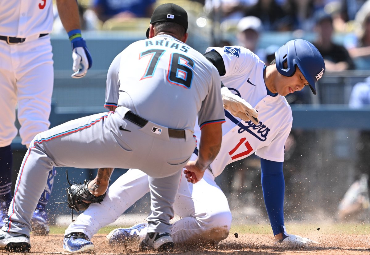 vidcrane's tweet photo. On Wednesday, the #Dodgers defeated the #Marlins 12-7 to sweep the series at #DodgerStadium.  Dodger pitcher #TonyGonsolin #catman made a quality start back on the mound for the first time since 2023.  #MLB #baseball https://t.co/AEuTvzqfEv