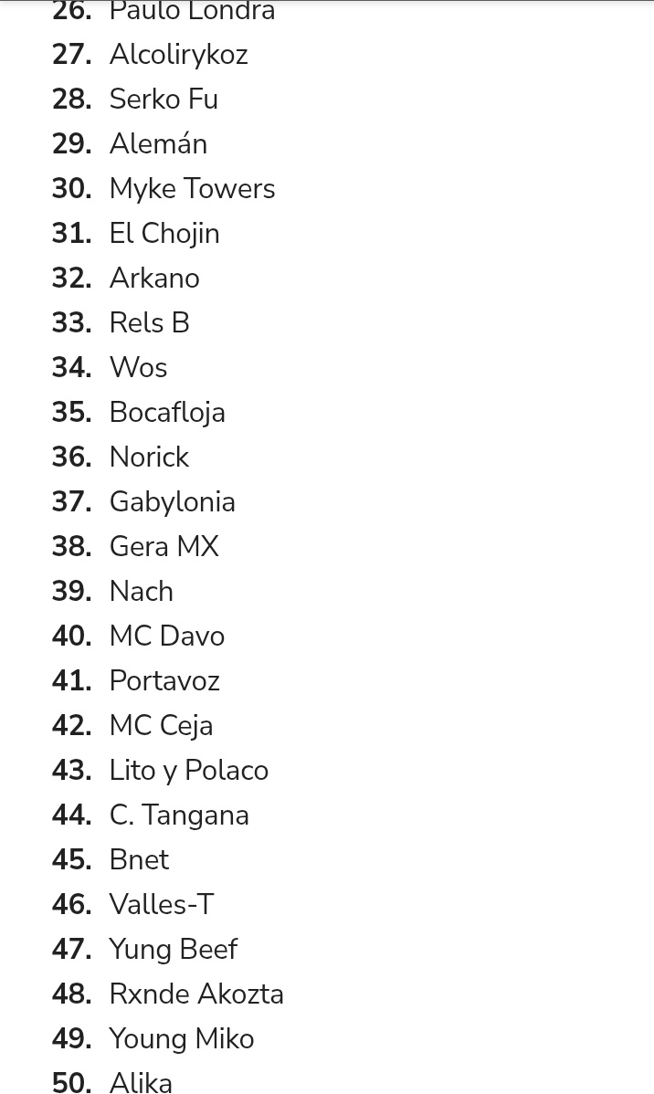 RapArgentinooo's tweet image. Los 50 mejores raperos En Español Según La revista Billboard(2023),Que Opinan?