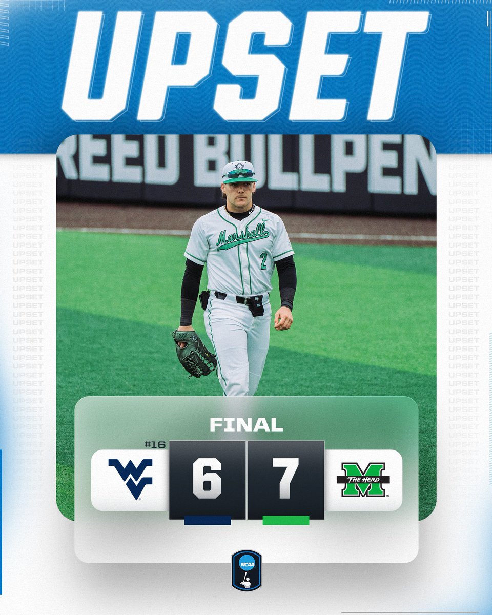 HERD DOES IT! 

<a href="/HerdBaseball/">Marshall Baseball</a> upsets No. 16 West Virginia! 

#NCAABaseball