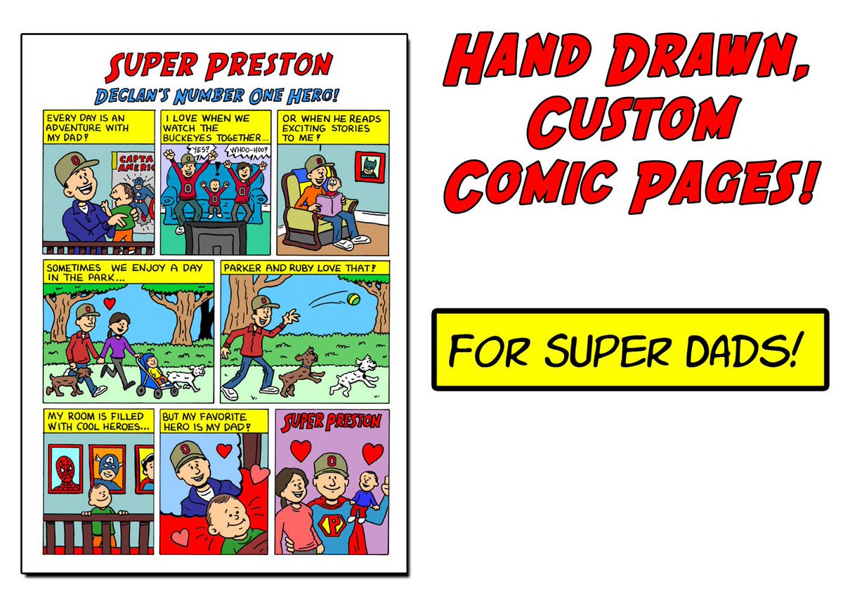 Super Dad Comic Page Made To Order
Personalized &amp; Hand Drawn
Great for Father's Day! 5 Star Etsy Seller:
etsy.me/3W1zfwN

#fathersday #fathersdaygift #superdad #dads #parenting #moms #firstfathersday #fathersdaygiftidea #fathersdaygiftideas #nichecartoons #giftsforhim