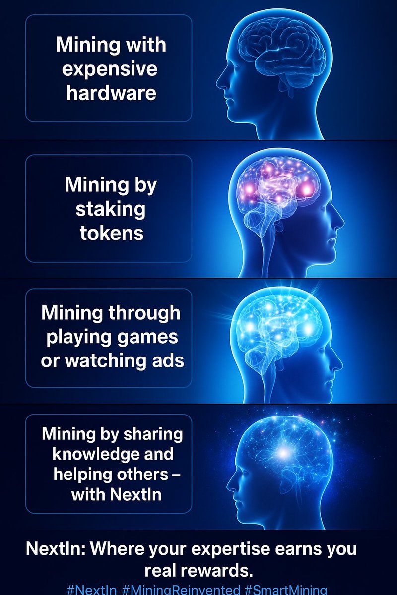 NextInNetwork's tweet image. NextIn transforms sharing knowledge into mining rewards!
Yes, your expertise, effort, and influence can earn you real, asset-backed digital currencies.

Join Our community 👇 
t.me/nextin_communi…

#MiningReinvented  #NextIn #CryptoInvesting #Innovation #Web3Arabia…