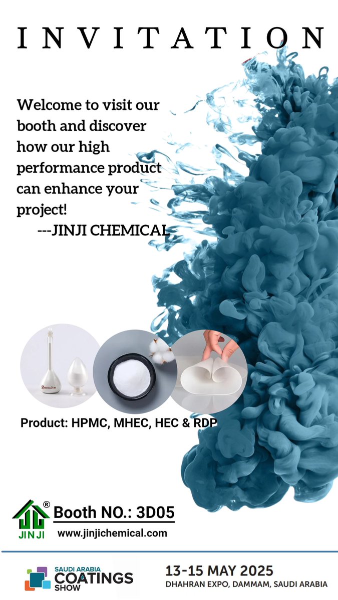 jinjichemical's tweet image. Welcome your visit us @Saudi Arabia Coating show 2025.
#Saudiarabiccoatingshow #hpmc #hemc #mhec #hec #rdp