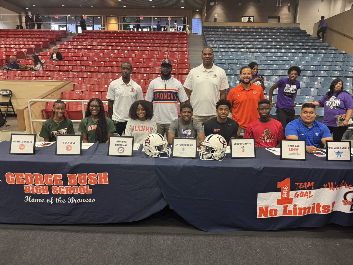 Bush High School Athletics (@bush_athletics) on Twitter photo Great showing today for Signing Day!!! <a href="/BHS_Broncos/">George Bush High School</a> <a href="/BushSportsMed/">Bronco Sports Medicine</a> <a href="/BHS_BroncoHoops/">BHS Bronco Hoops</a> <a href="/BushBoysSoccer/">FB Bush Boys Soccer</a> Great showing today for Signing Day!!! <a href="/BHS_Broncos/">George Bush High School</a> <a href="/BushSportsMed/">Bronco Sports Medicine</a> <a href="/BHS_BroncoHoops/">BHS Bronco Hoops</a> <a href="/BushBoysSoccer/">FB Bush Boys Soccer</a>