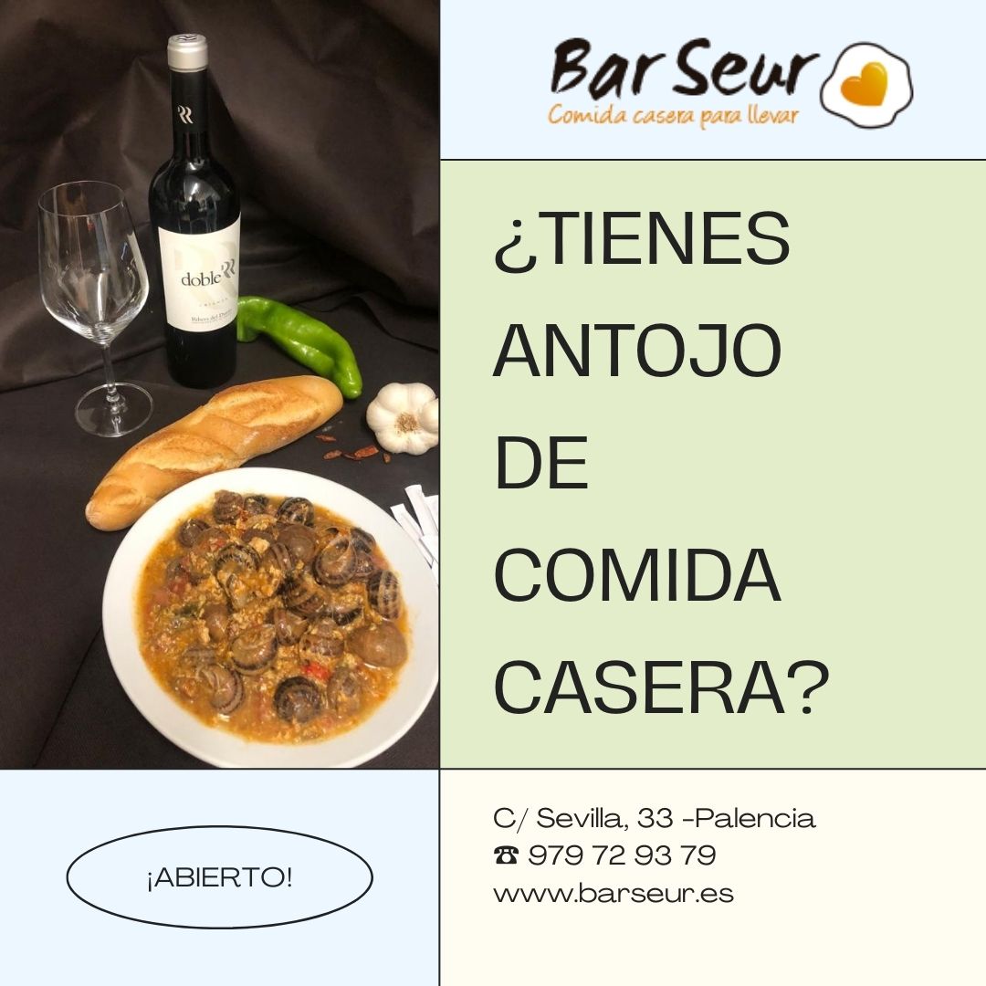 SeurBar's tweet photo. ¿Tienes antojo de comida casera?
Bar Seur - C/ Sevilla, 33 -Palencia ☎ 979 72 93 79 https://t.co/A2QP6UDUWj
#ComidaCaseraparallevar #BarSeur #Comidacasera #ExpertosEnCasquería https://t.co/kPZwCMxxWu