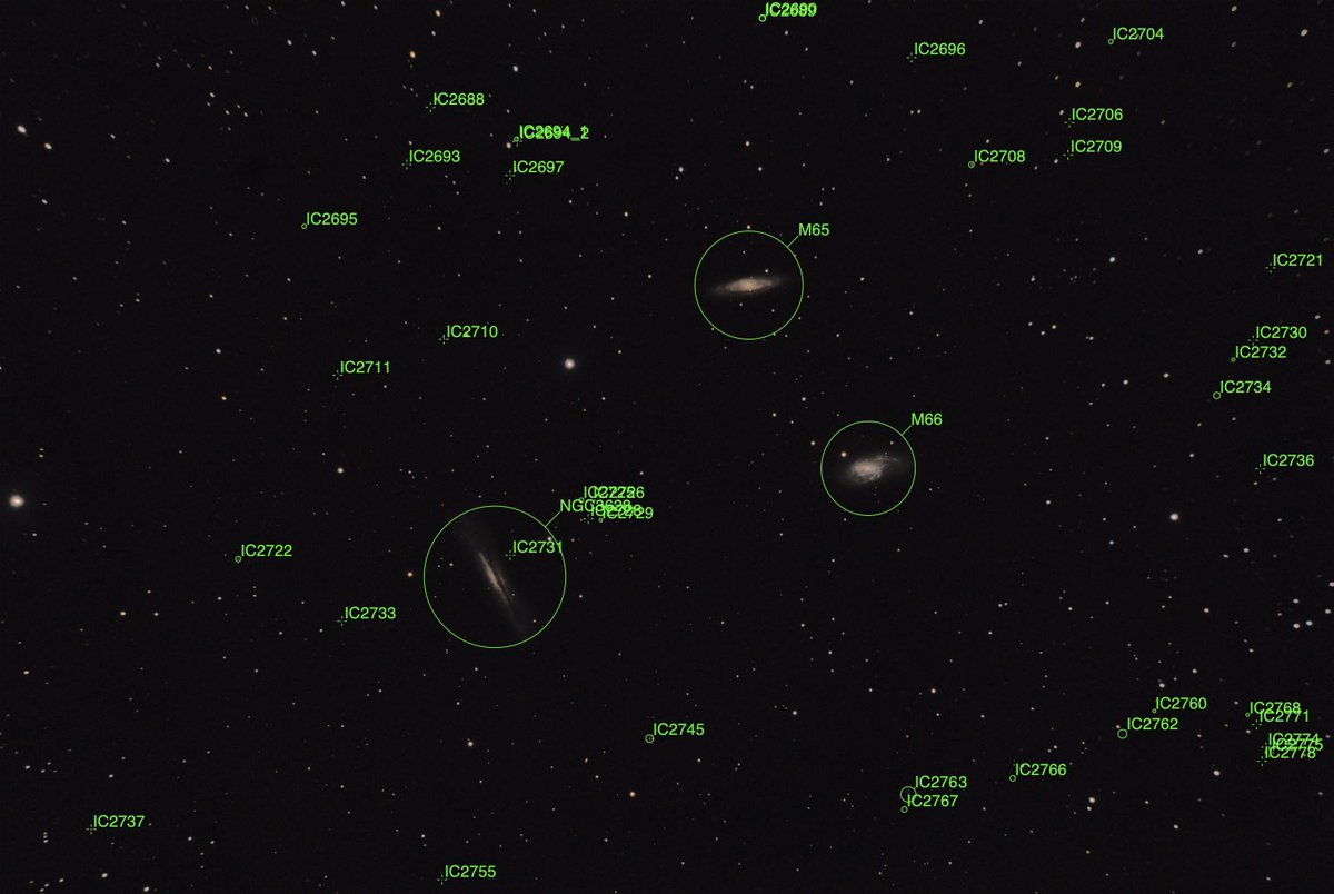 CosmosconBlog's tweet image. Final processing of the Leo Triplet of galaxies. I’ve teased out all I can given the data I have and my novice Siril skills!
The M65, M66 and NGC3628 galaxies are 35 million light years away! These images are a result of 2.25 hours of exposure with my 85mm refractor…