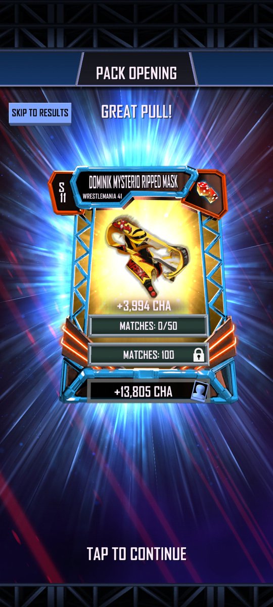 Johnny11119's tweet photo. Just opened Free Bonus Pack and got Dominik Mysterio Ripped Mask. So lucky!!! @itstygrysek @BrokenWWESC @FUNKYT0WN49 https://t.co/U5yvEBEmwj