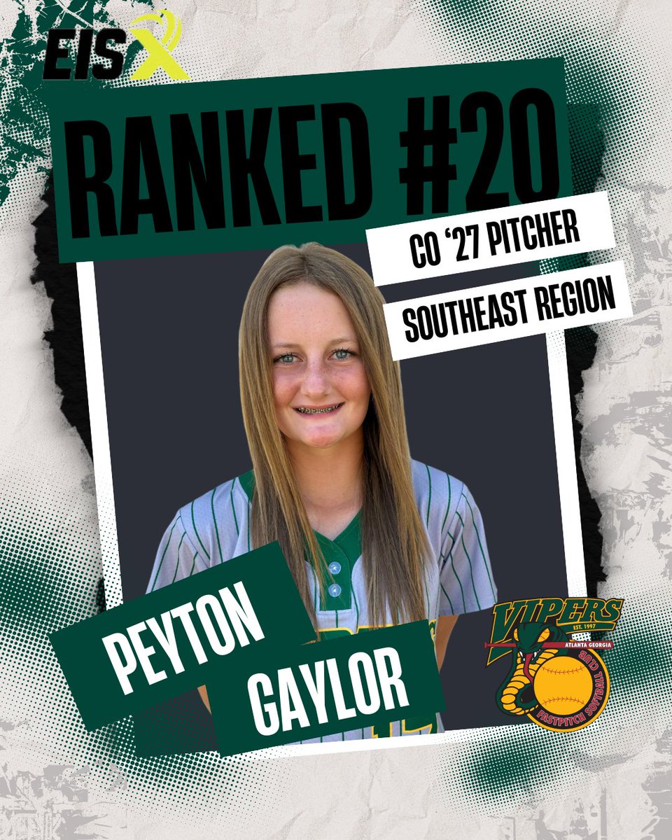 Atlanta Vipers 08 - Vaughn (@vipers08vaughn) on Twitter photo Congratulations to our righty hurler <a href="/PeytonGaylor7/">Peyton</a> for being ranked the #20 pitcher in the Southeast by <a href="/ExtraInningSB/">EXTRA INNING SOFTBALL</a> . Great job, P! Keep spinning it! #bethestandard <a href="/thevipernation/">Atlanta Vipers Fastpitch</a> Congratulations to our righty hurler <a href="/PeytonGaylor7/">Peyton</a> for being ranked the #20 pitcher in the Southeast by <a href="/ExtraInningSB/">EXTRA INNING SOFTBALL</a> . Great job, P! Keep spinning it! #bethestandard <a href="/thevipernation/">Atlanta Vipers Fastpitch</a>