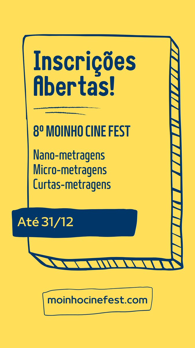 moinhocinefest's tweet photo. 📢 OPEN CALL!
8th Moinho Cine Fest
🎬 Nano Films
🎬 Micro Films
🎬 Short Films
Until 31/12

Regulation and Submissions:
https://t.co/PpeOlEer8D

#moinhocinefest #cinema #filme #festival #andrealmeidarodrigues #anartem #matosinhos #portugal #films #movies #shorts #shortsfilms https://t.co/zYPpqA8mFv
