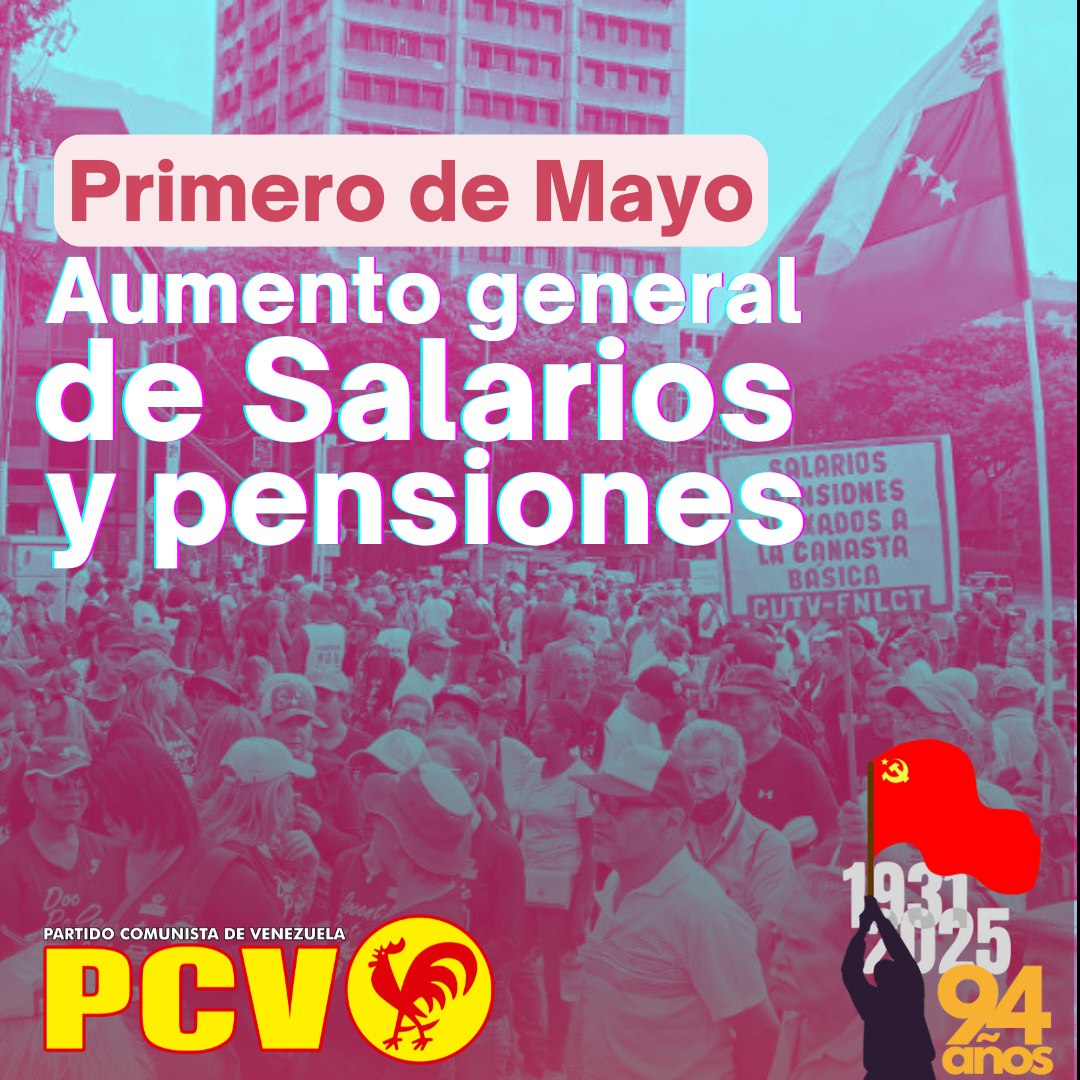 #1DeMayoEnLaCalle ¿Qué reclama la clase trabajadora venezolana este Primero de Mayo?

✅1. Aumento general de salarios y pensiones. ¡No más bonificación!

✅2. Restablecimiento de las discusiones de los contratos colectivos de trabajo. Derogación del memorando circular 2792 y del