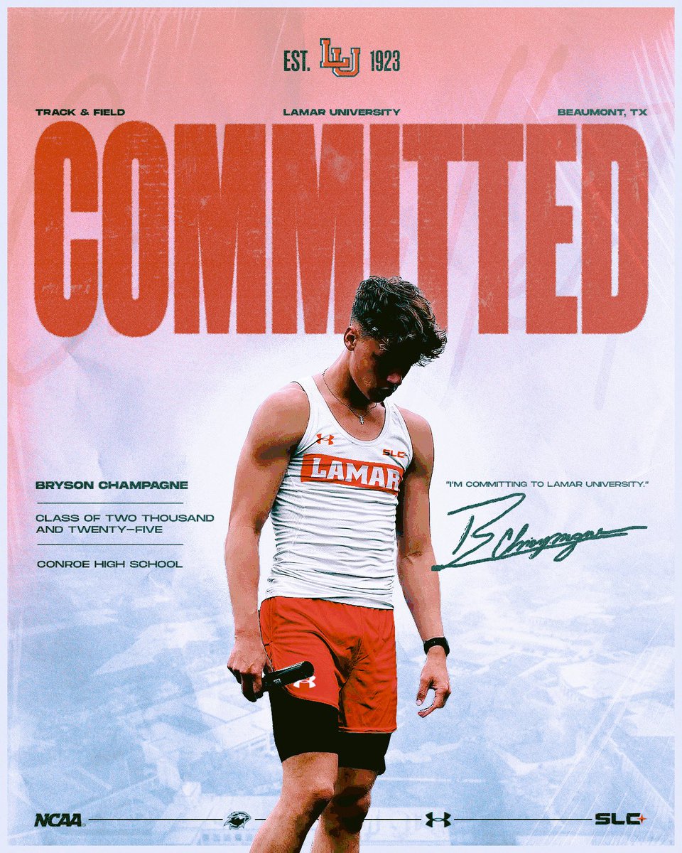 champ_agne00's tweet image. Thank you @TClark_LamarU for this wonderful opportunity and gift to run track at the next level. Thank you coaches, teammates, and my family for making me into who I am today. With that I am blessed to announce my commitment and signing to the University of Lamar.✔️