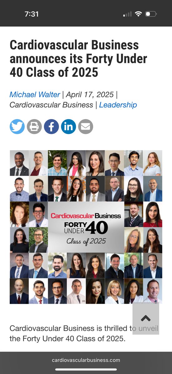 Roosha Parikh (@rooshaparikh) on Twitter photo April has been full of excitement with the announcement of <a href="/CardioBusiness/">Cardiovascular Business</a> 40 under 40 class 2025 & academic promotion to Clinical Associate Professor of Cardiology <a href="/NYITCOMDO/">NYITCOM</a> <a href="/StFrancis_LI/">St. Francis Hospital & Heart Center</a>
Big thx <a href="/OKhaliqueMD/">Omar Khalique</a> <a href="/ziadalinyc/">Ziad Ali</a> <a href="/ESHLOF/">Evan Shlofmitz</a> <a href="/patelapurva/">Apurva Patel MD, FACC, FSCAI, RPVI</a> <a href="/OPCILive/">OPCI</a>
cardiovascularbusiness.com/cardiovascular… April has been full of excitement with the announcement of <a href="/CardioBusiness/">Cardiovascular Business</a> 40 under 40 class 2025 & academic promotion to Clinical Associate Professor of Cardiology <a href="/NYITCOMDO/">NYITCOM</a> <a href="/StFrancis_LI/">St. Francis Hospital & Heart Center</a>
Big thx <a href="/OKhaliqueMD/">Omar Khalique</a> <a href="/ziadalinyc/">Ziad Ali</a> <a href="/ESHLOF/">Evan Shlofmitz</a> <a href="/patelapurva/">Apurva Patel MD, FACC, FSCAI, RPVI</a> <a href="/OPCILive/">OPCI</a>
cardiovascularbusiness.com/cardiovascular…