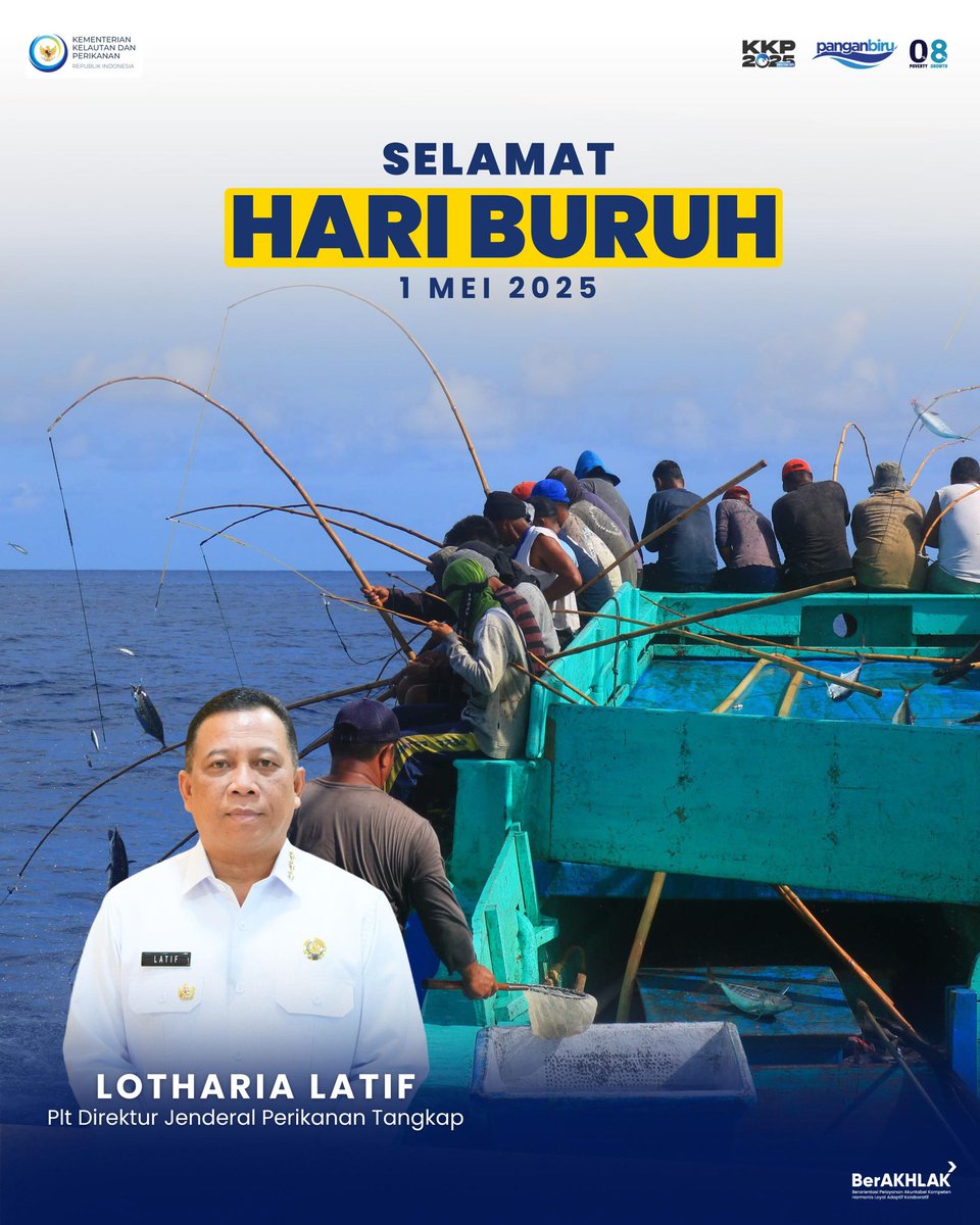 Selamat Hari Buruh 1 Mei 2025.
Mari ciptakan lingkungan kerja yang adil dan aman serta terus perjuangkan hak dan kesejahteraan pekerja demi masa depan yang lebih sejahtera.

#HariBuruh #MayDay2025 #2025KKPRiseTogether #EkonomiBiruUntukIndonesiaEmas