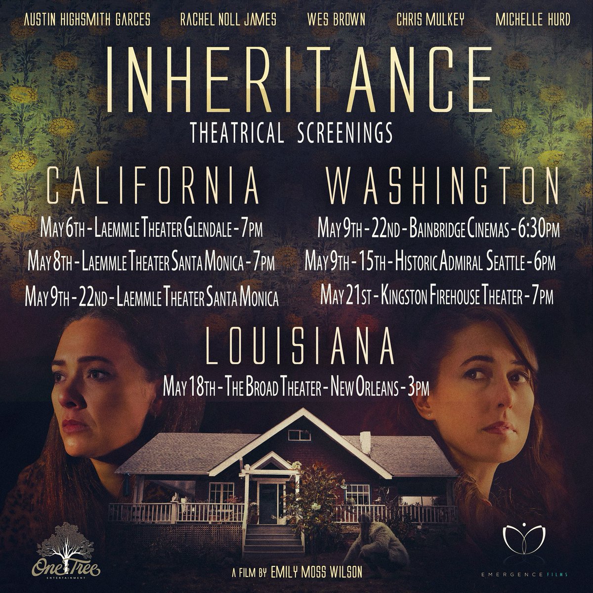 Our film INHERITANCE will be in select theaters starting next week in LA! PLEASE GO OUT AND SUPPORT INDIE FILM! This is a big deal for us &amp; we would love your support at the theater! Los Angeles //May 6,8 &amp; 9-22, Washington State //May 9-22, NOLA // May 18