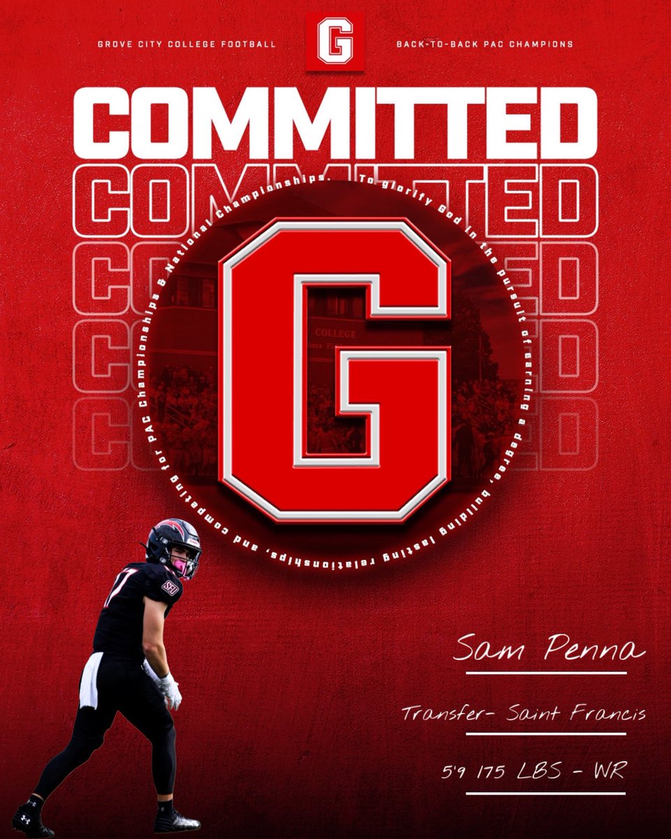 ✍🏼 Sam Penna 
📍Saint Francis University 
🧱 WR
