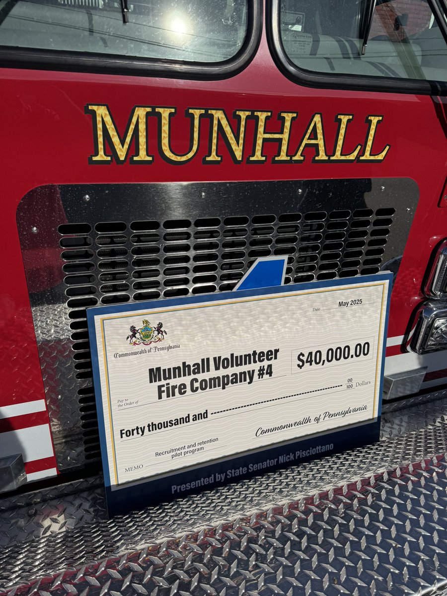Excited to announce a new $40,000 state grant to support Munhall Volunteer Fire Company #4’s new Recruitment &amp; Retention program! This program will enhance fire service coverage in Munhall and surrounding areas.

Read more 👉 pasenatornick.com/senator-nick-p…