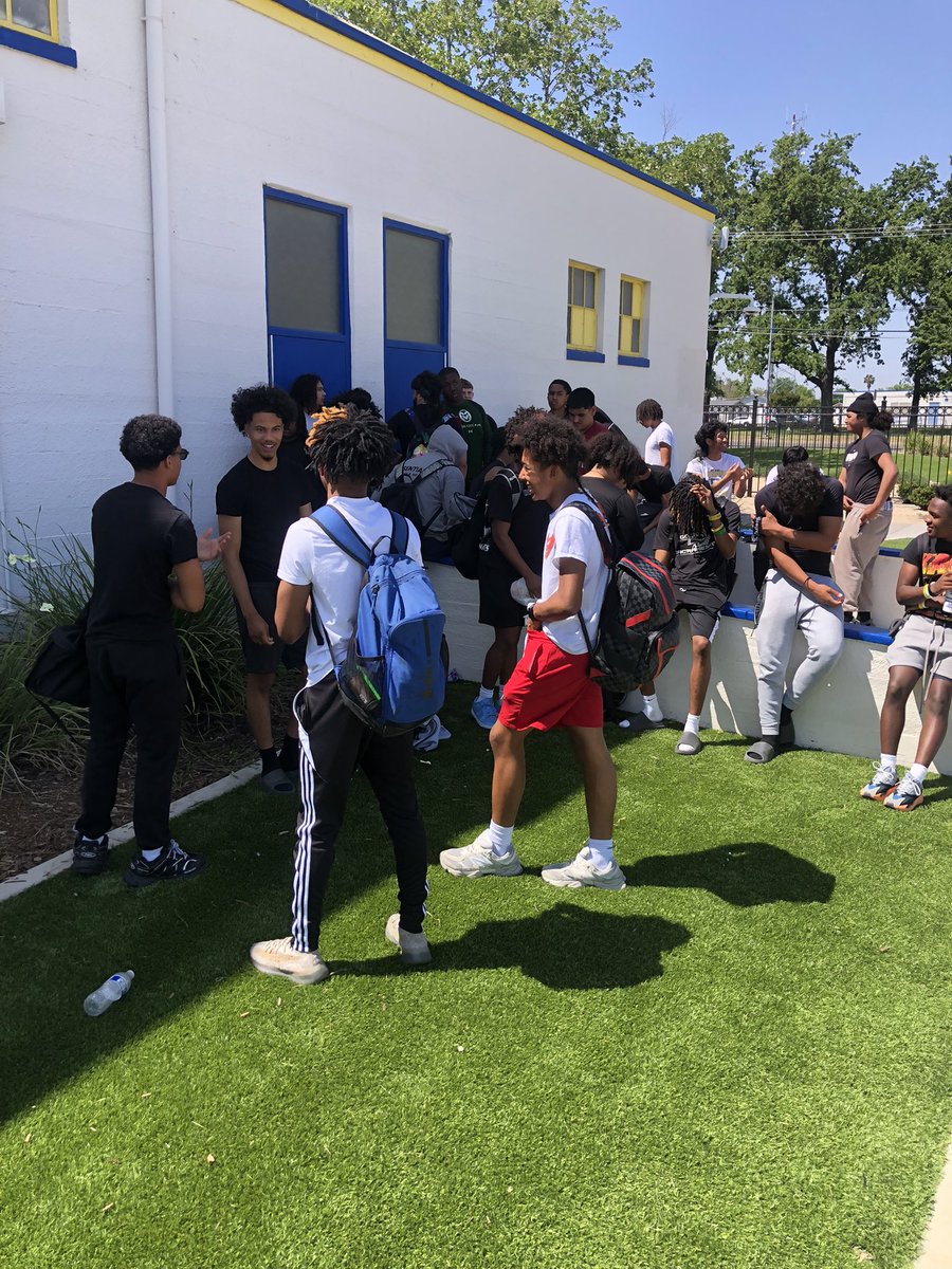 Players waiting to enter the Auxiliary Gymnasium for a team meeting to prepare for the 1st day of Spring Practice, tomorrow. The Vibe is Electric and these young men are ready to take on a new challenge!!!#WeAreGrant #PacerForLife  #CitySchool #ChampionshipCulture 🔵🟡🐴