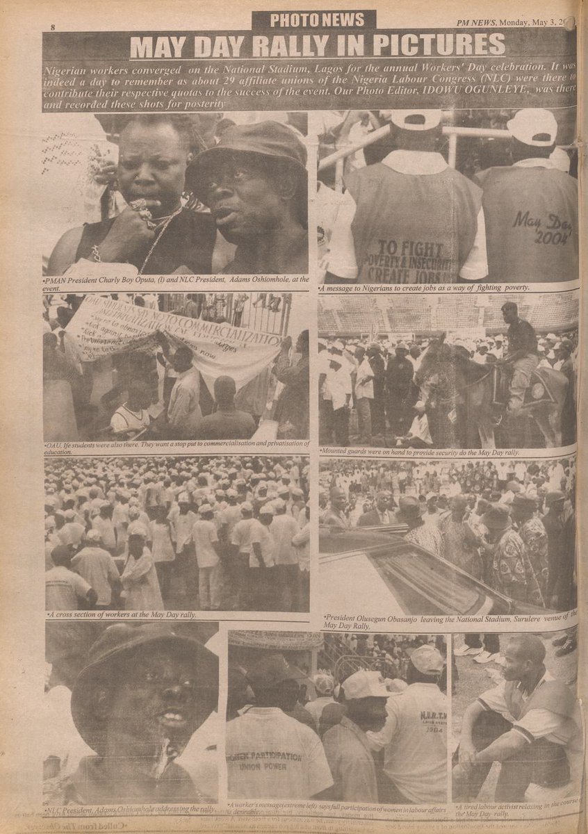 In 2004, NLC president Adams Oshiomhole led workers at the annual May Day rally.

Wishing all Nigerians a Happy Workers’ Day.